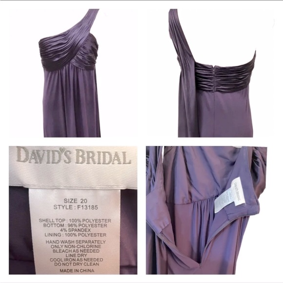 David's Bridal Purple One Shoulder Maxi Dress, 20 - Picture 4 of 11